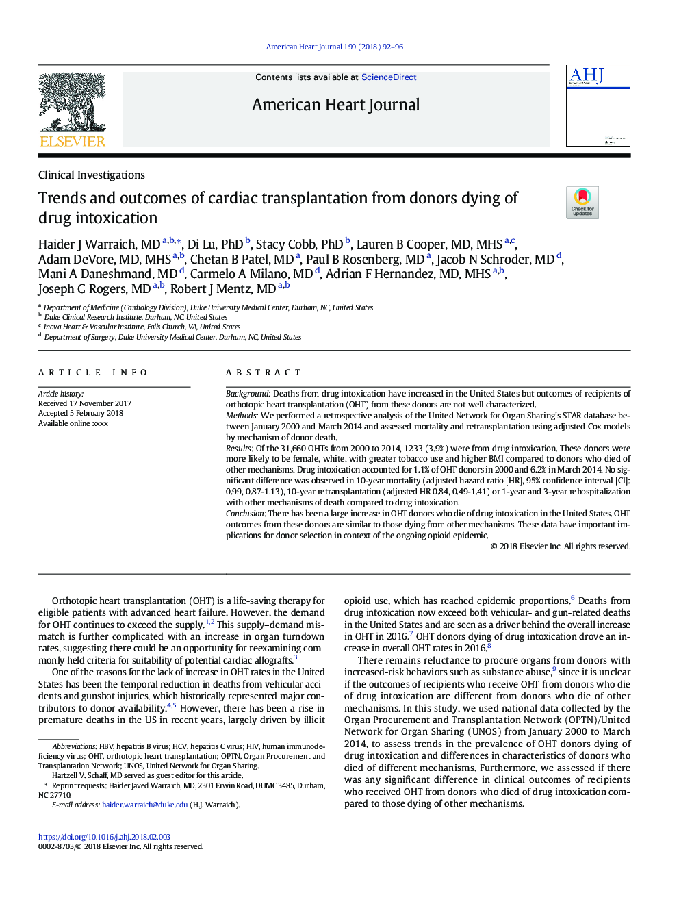 Trends and outcomes of cardiac transplantation from donors dying of drug intoxication