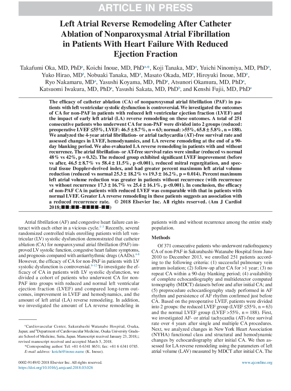 تعویض جانشینی معکوس سمت چپ پس از تخلیه کاتتر فیبریلاسیون دهلیزی غیر پاروکسیسمال در بیماران مبتلا به نارسایی قلبی با کاهش فراوانی تخریب 