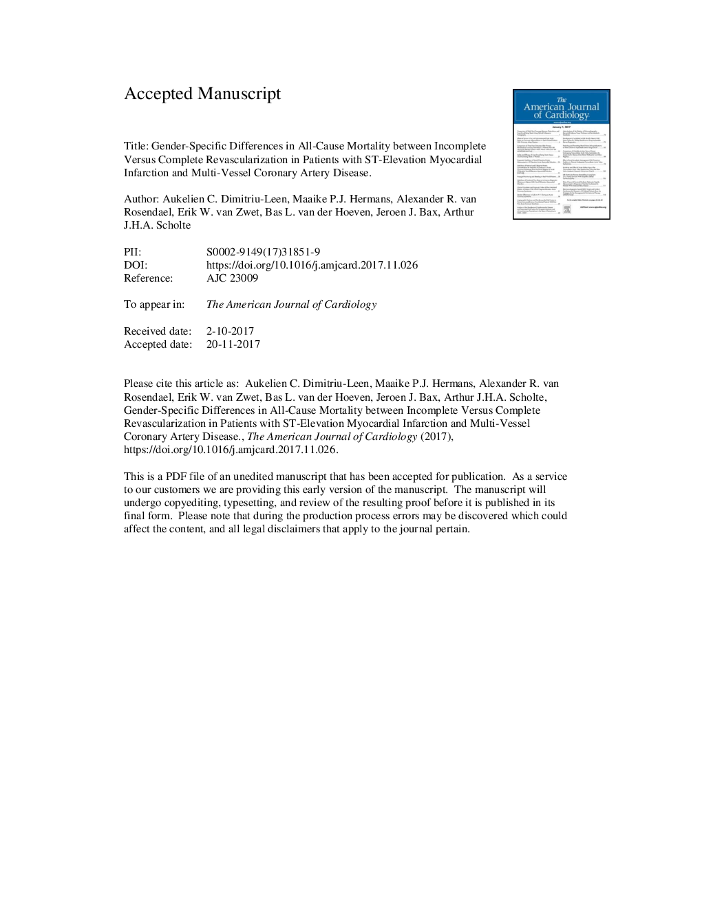 Gender-Specific Differences in All-Cause Mortality Between Incomplete and Complete Revascularization in Patients With ST-Elevation Myocardial Infarction and Multi-Vessel Coronary Artery Disease