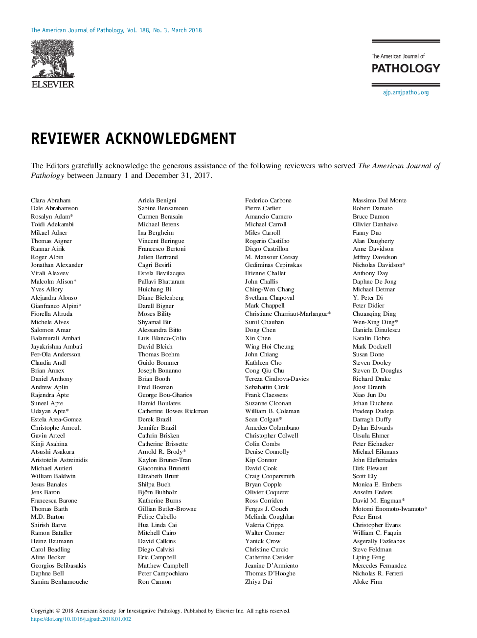 Reviewer Acknowledgment