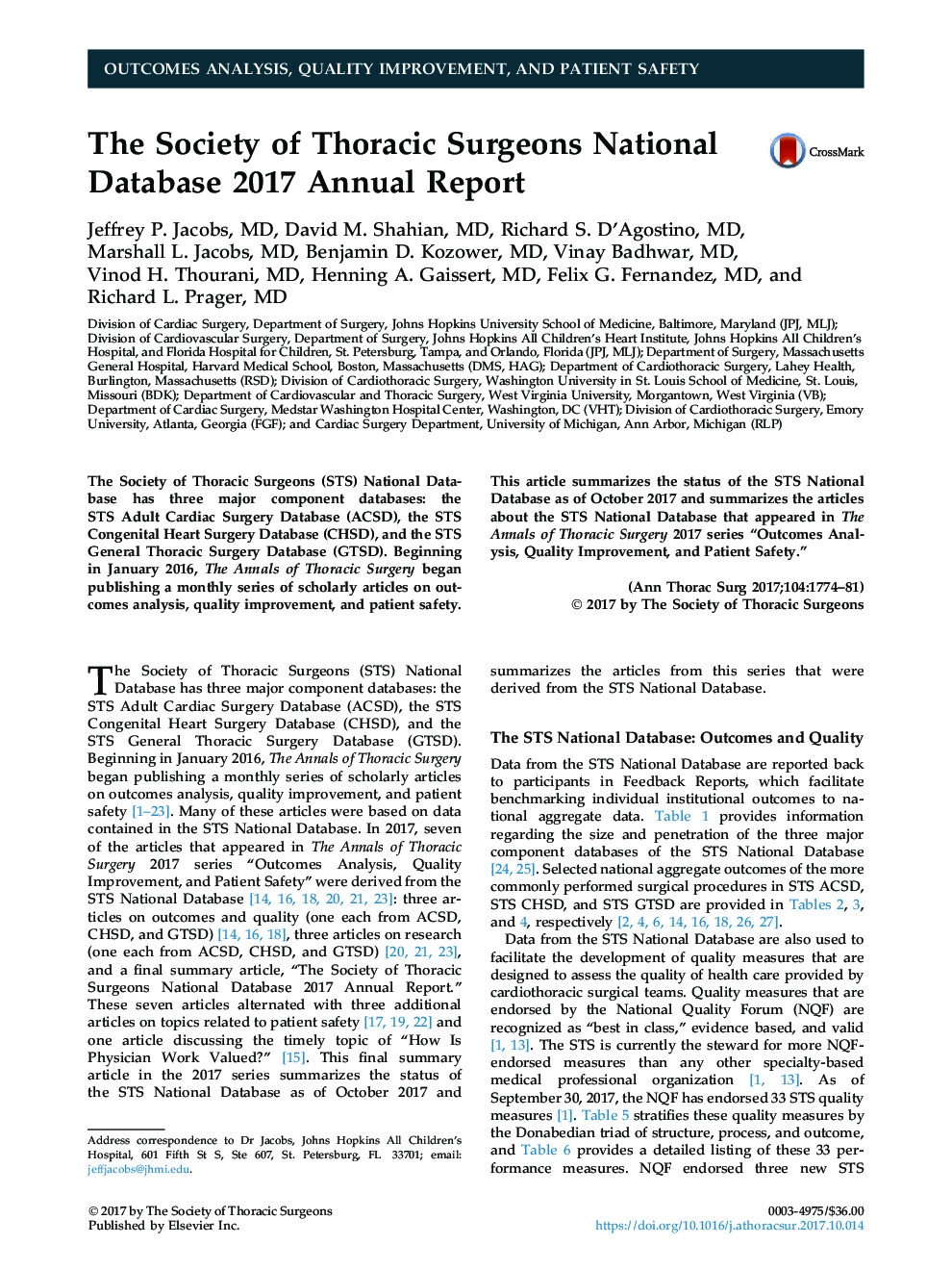 The Society of Thoracic Surgeons National Database 2017 Annual Report