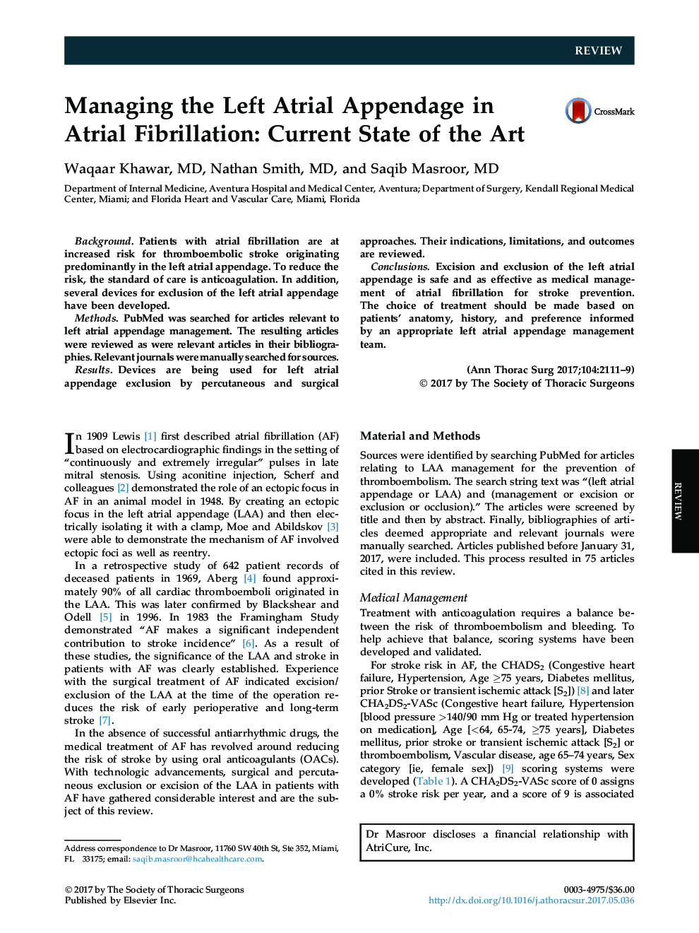 Managing the Left Atrial Appendage in Atrial Fibrillation: Current State of the Art