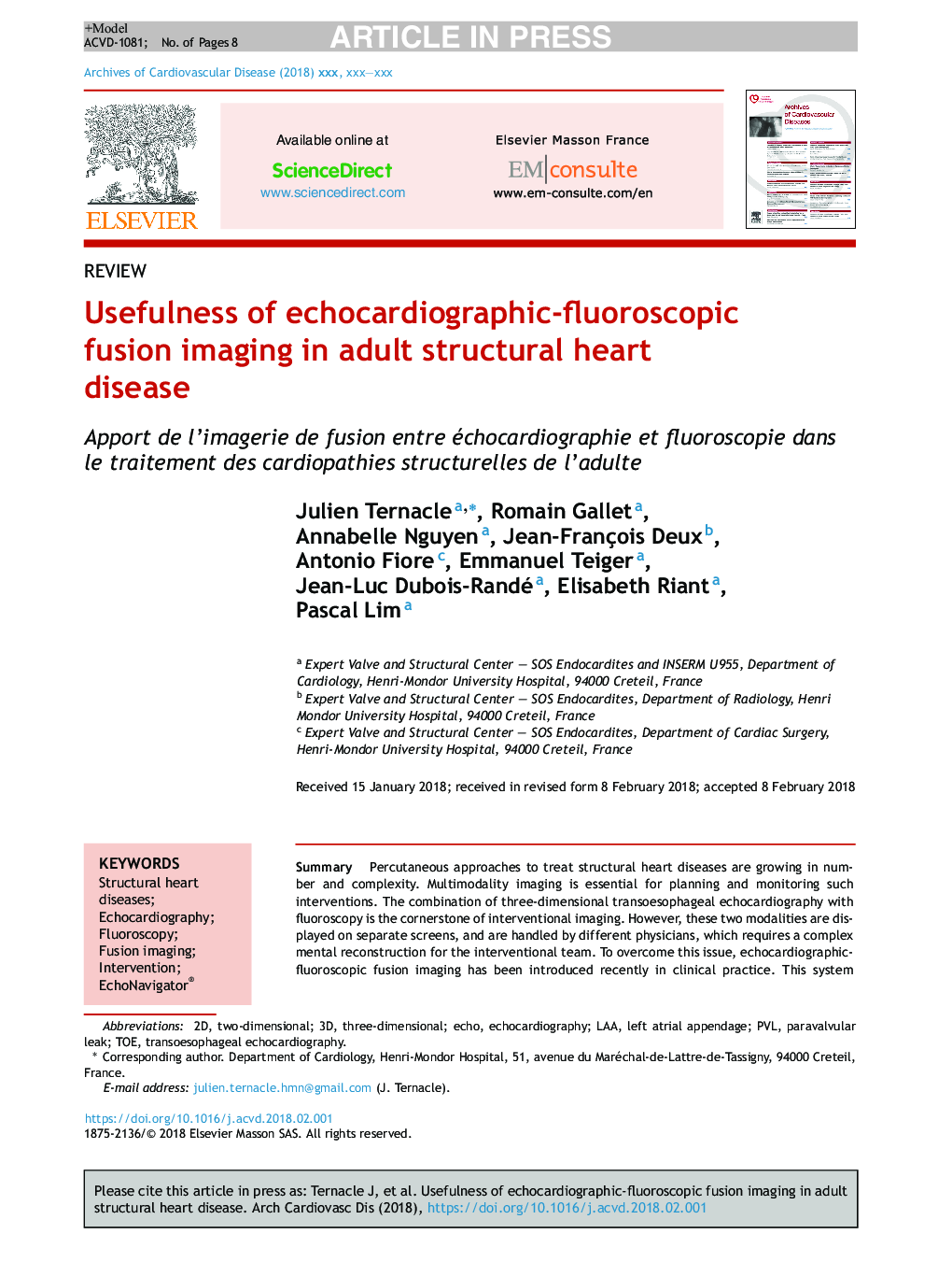 Usefulness of echocardiographic-fluoroscopic fusion imaging in adult structural heart disease