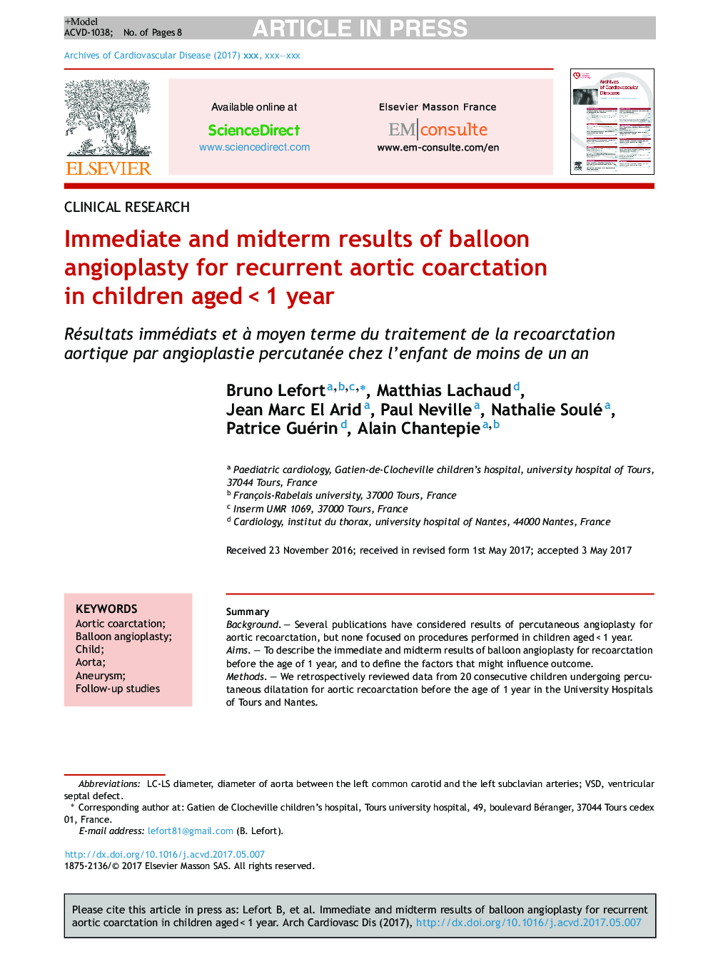 Immediate and midterm results of balloon angioplasty for recurrent aortic coarctation in children agedÂ <Â 1 year
