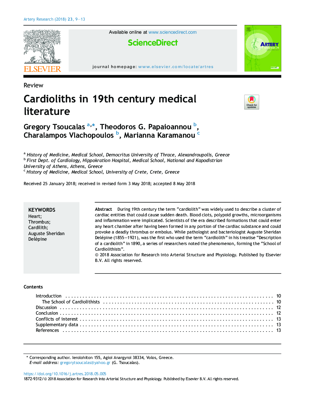 Cardioliths in 19th century medical literature