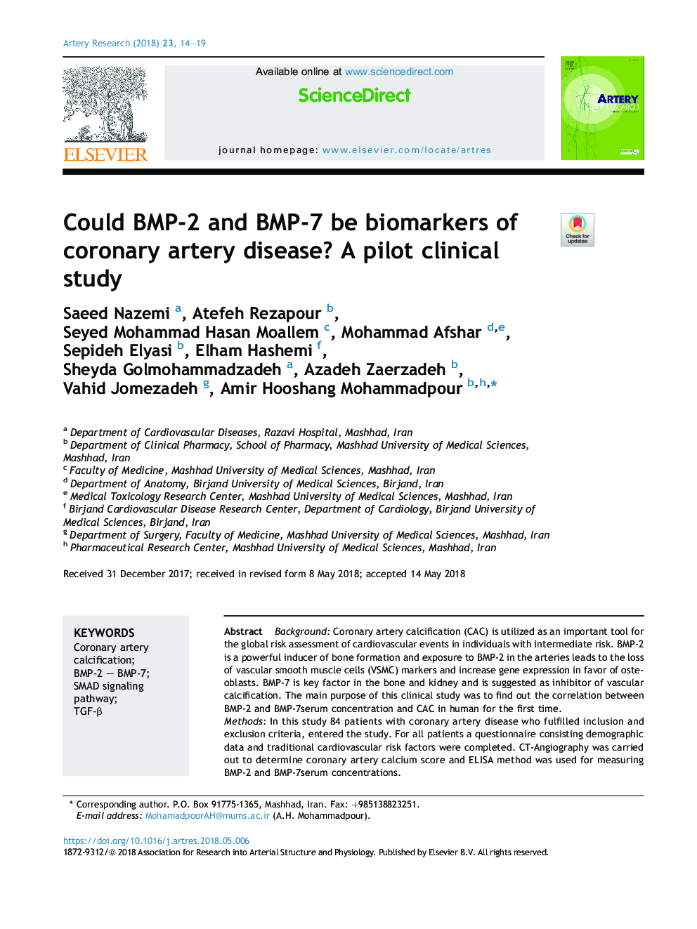 Could BMP-2 and BMP-7 be biomarkers of coronary artery disease? A pilot clinical study