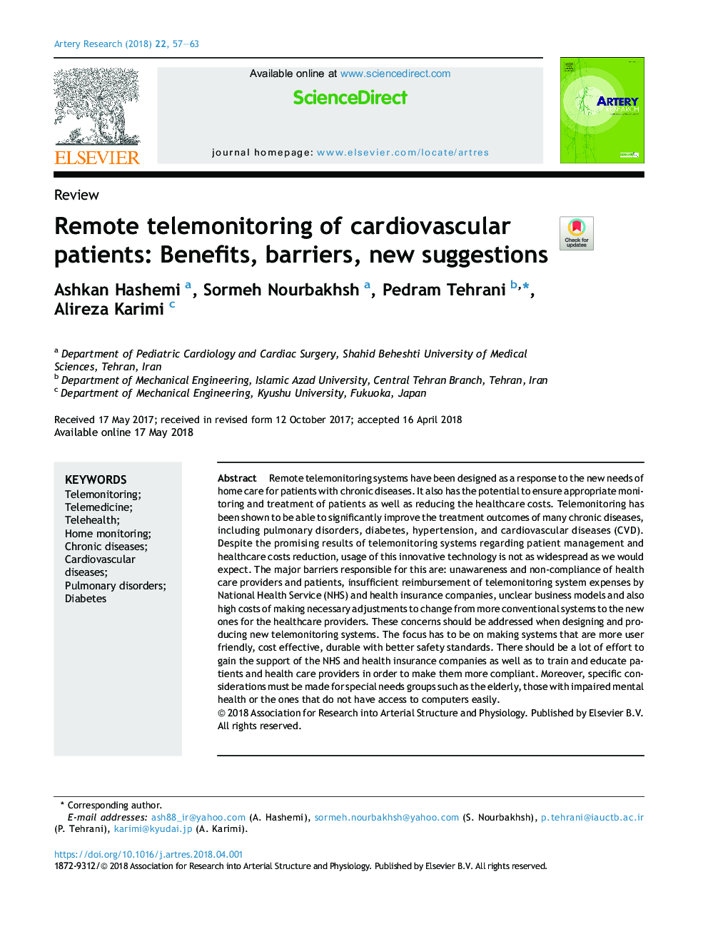 Remote telemonitoring of cardiovascular patients: Benefits, barriers, new suggestions