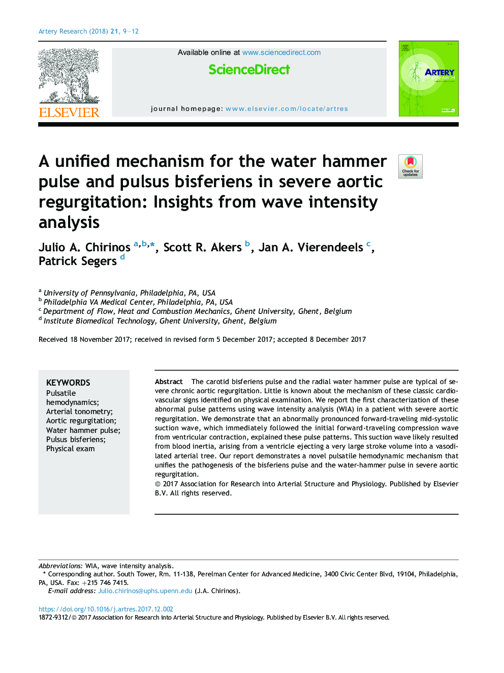 A unified mechanism for the water hammer pulse and pulsus bisferiens in severe aortic regurgitation: Insights from wave intensity analysis