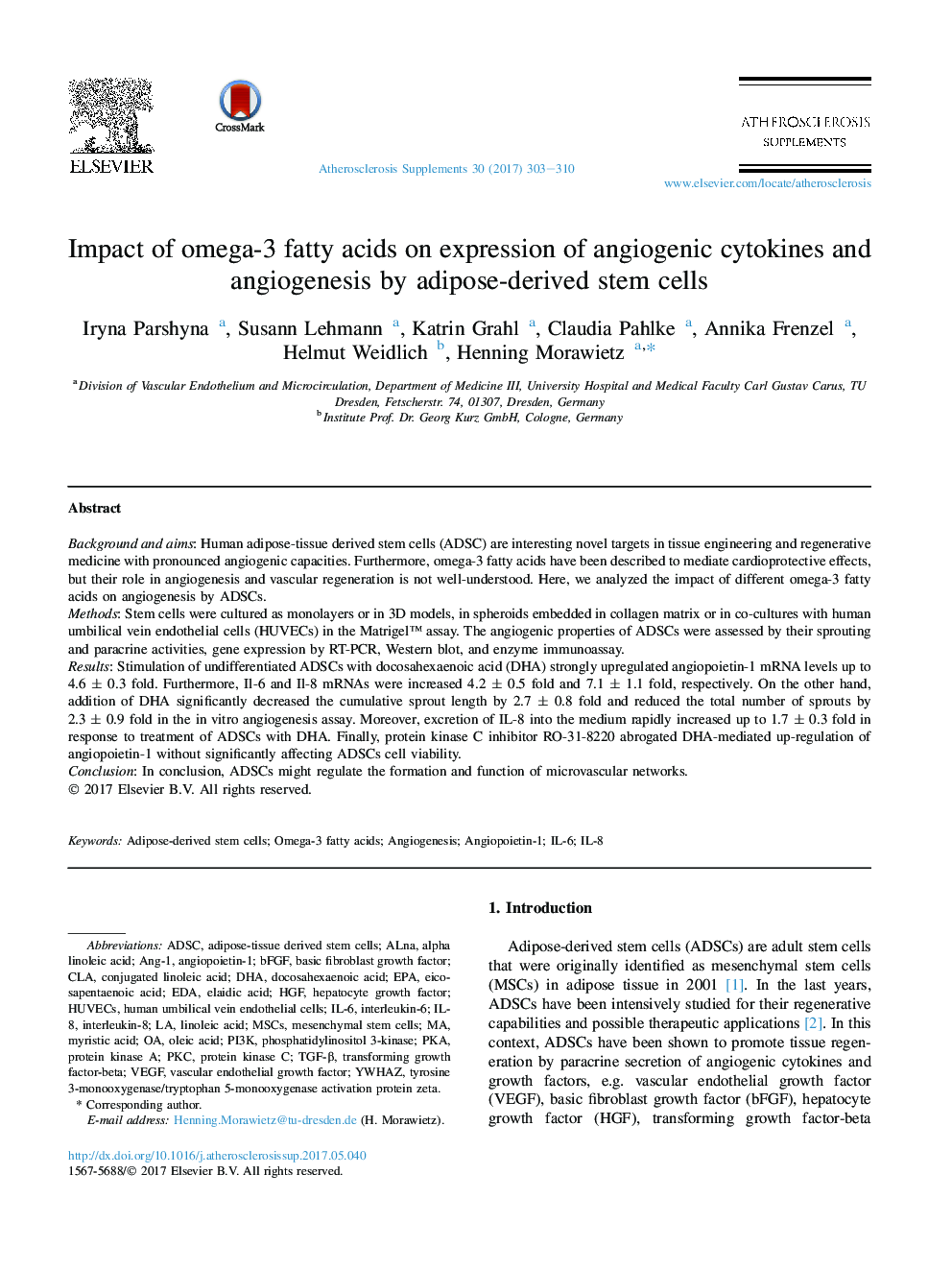 Impact of omega-3 fatty acids on expression of angiogenic cytokines and angiogenesis by adipose-derived stem cells