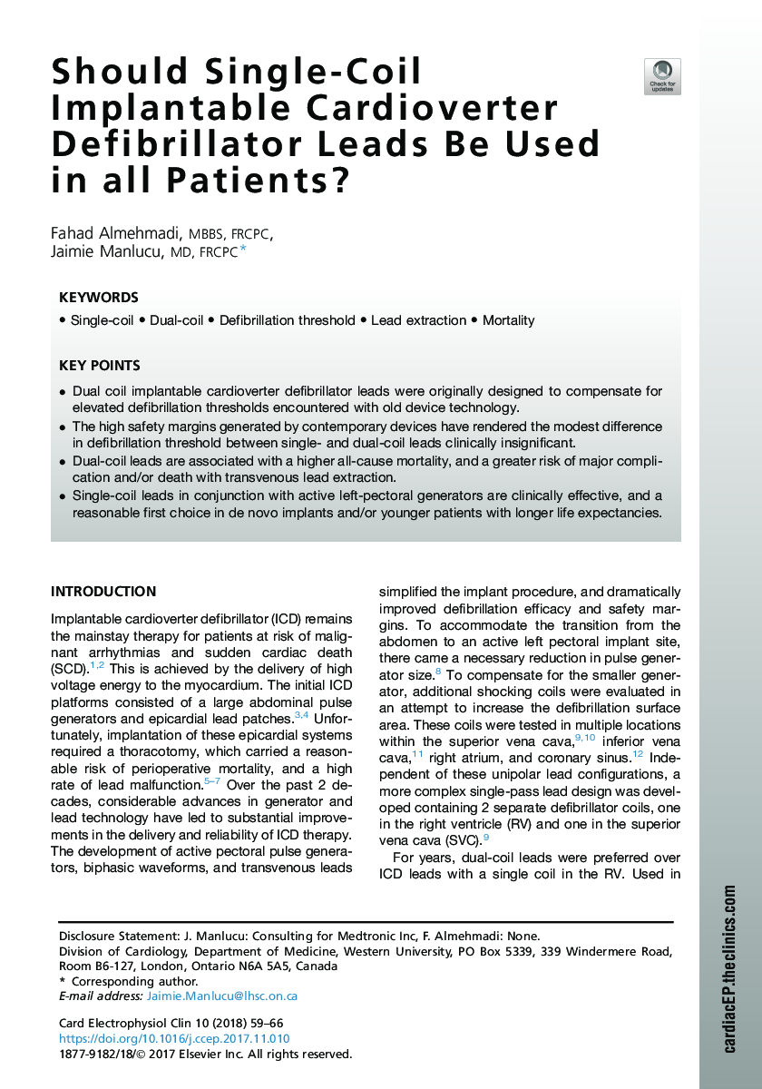 Should Single-Coil Implantable Cardioverter Defibrillator Leads Be Used in all Patients?