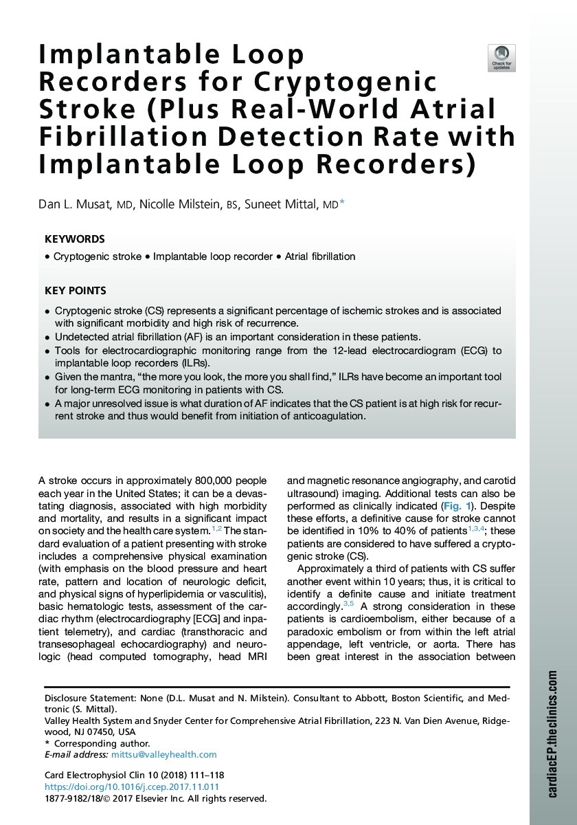 Implantable Loop Recorders for Cryptogenic Stroke (Plus Real-World Atrial Fibrillation Detection Rate with Implantable Loop Recorders)