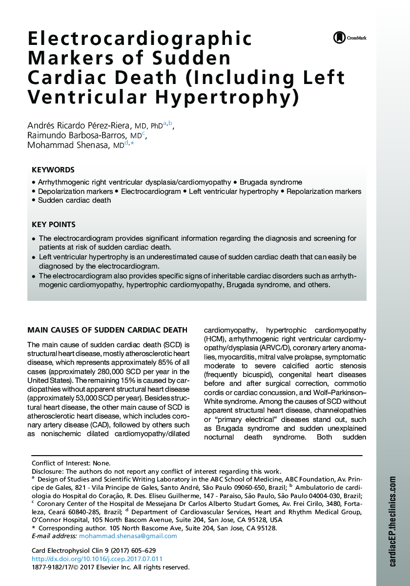 Electrocardiographic Markers of Sudden Cardiac Death (Including Left Ventricular Hypertrophy)