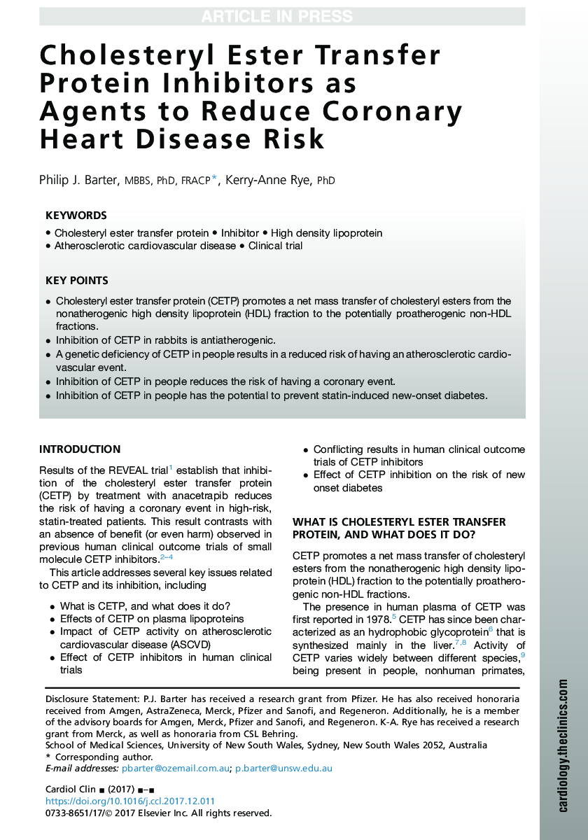 Cholesteryl Ester Transfer Protein Inhibitors as Agents to Reduce Coronary Heart Disease Risk