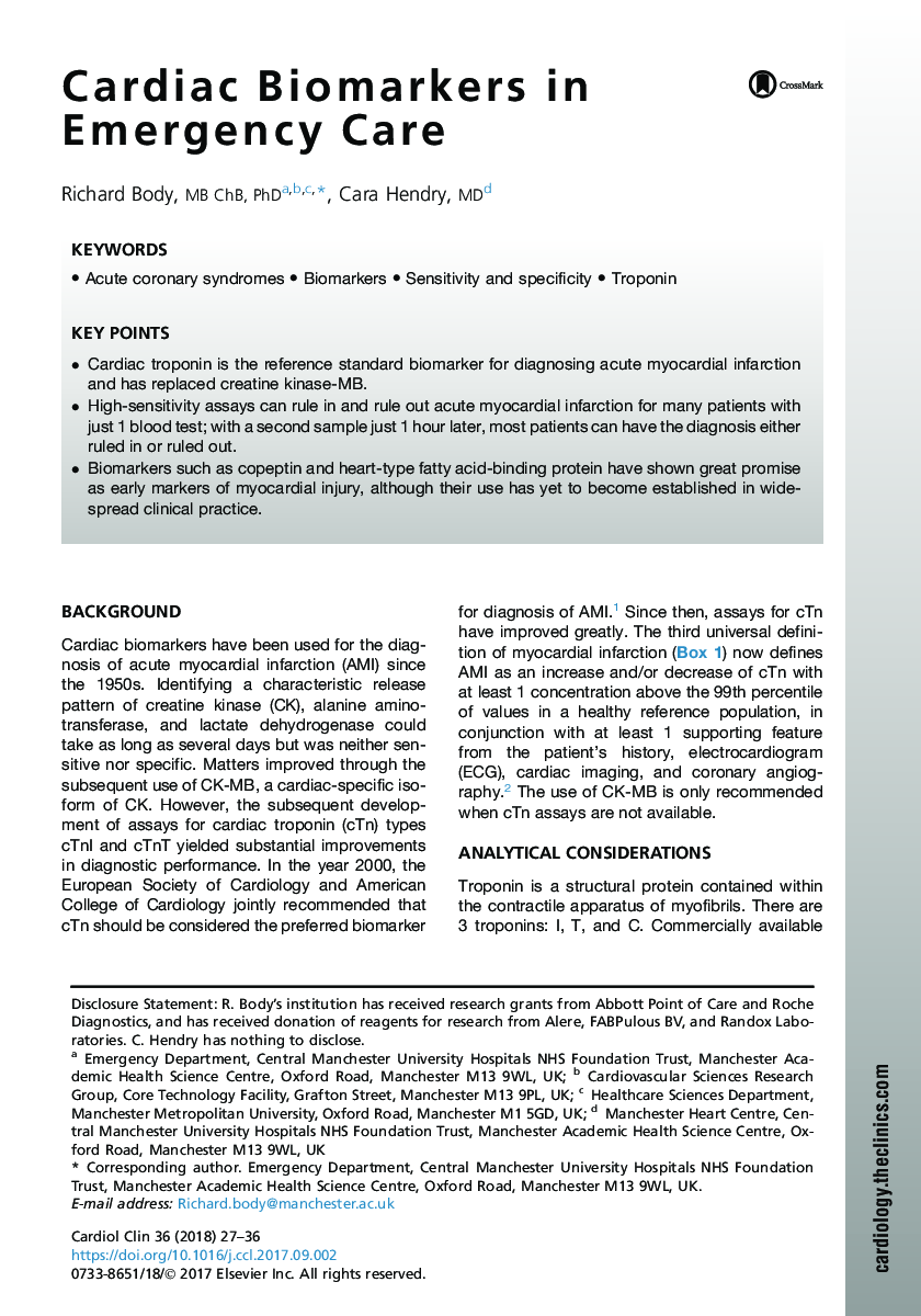 Cardiac Biomarkers in Emergency Care