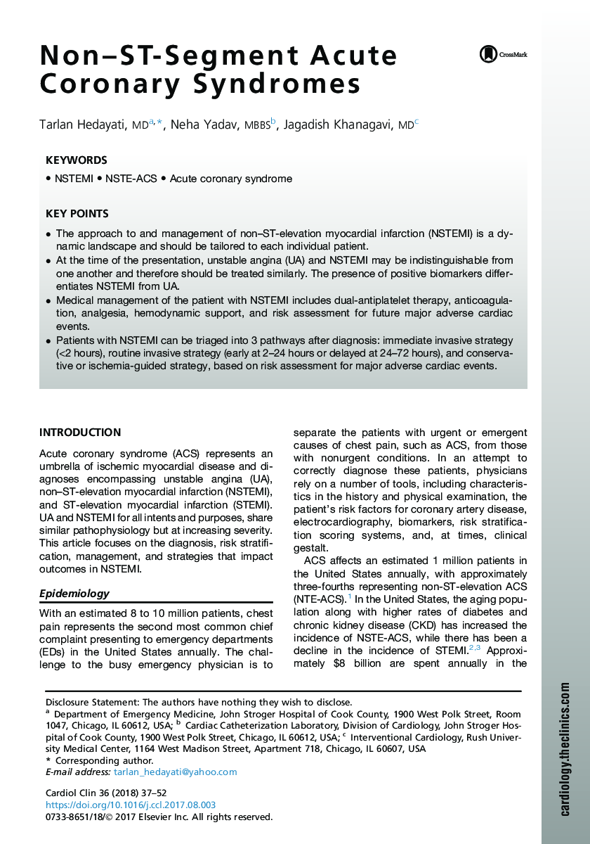 Non-ST-Segment Acute Coronary Syndromes