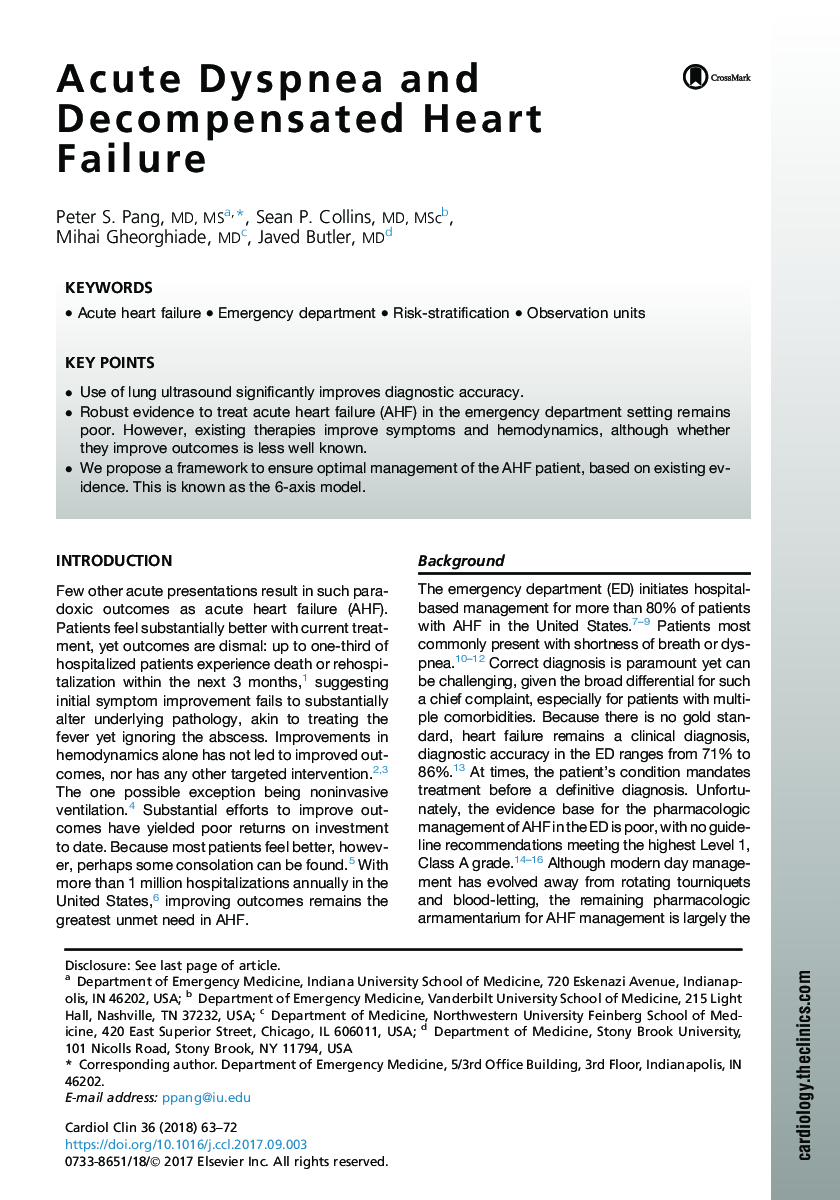 Acute Dyspnea and Decompensated Heart Failure