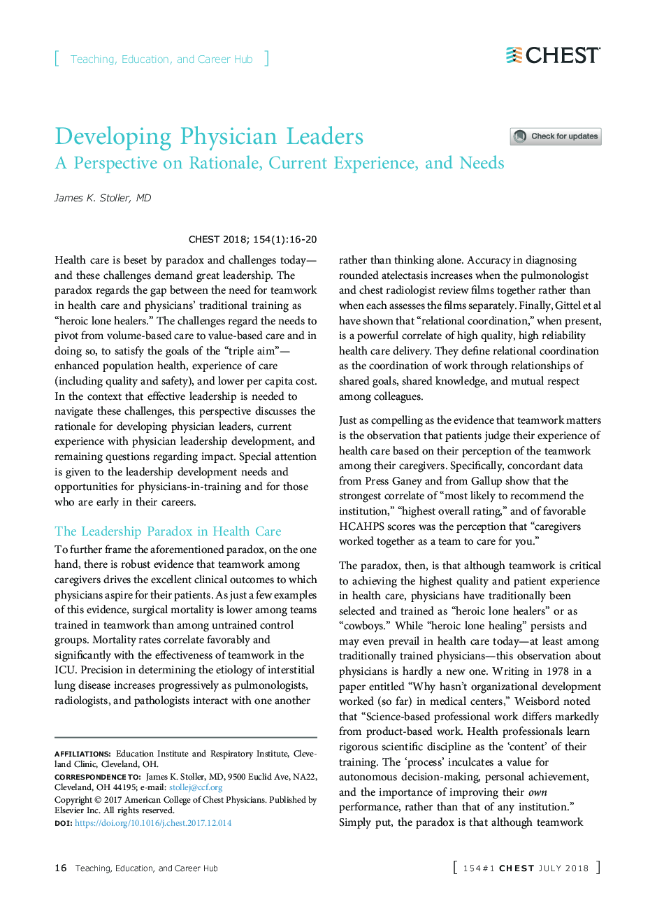 Developing Physician Leaders