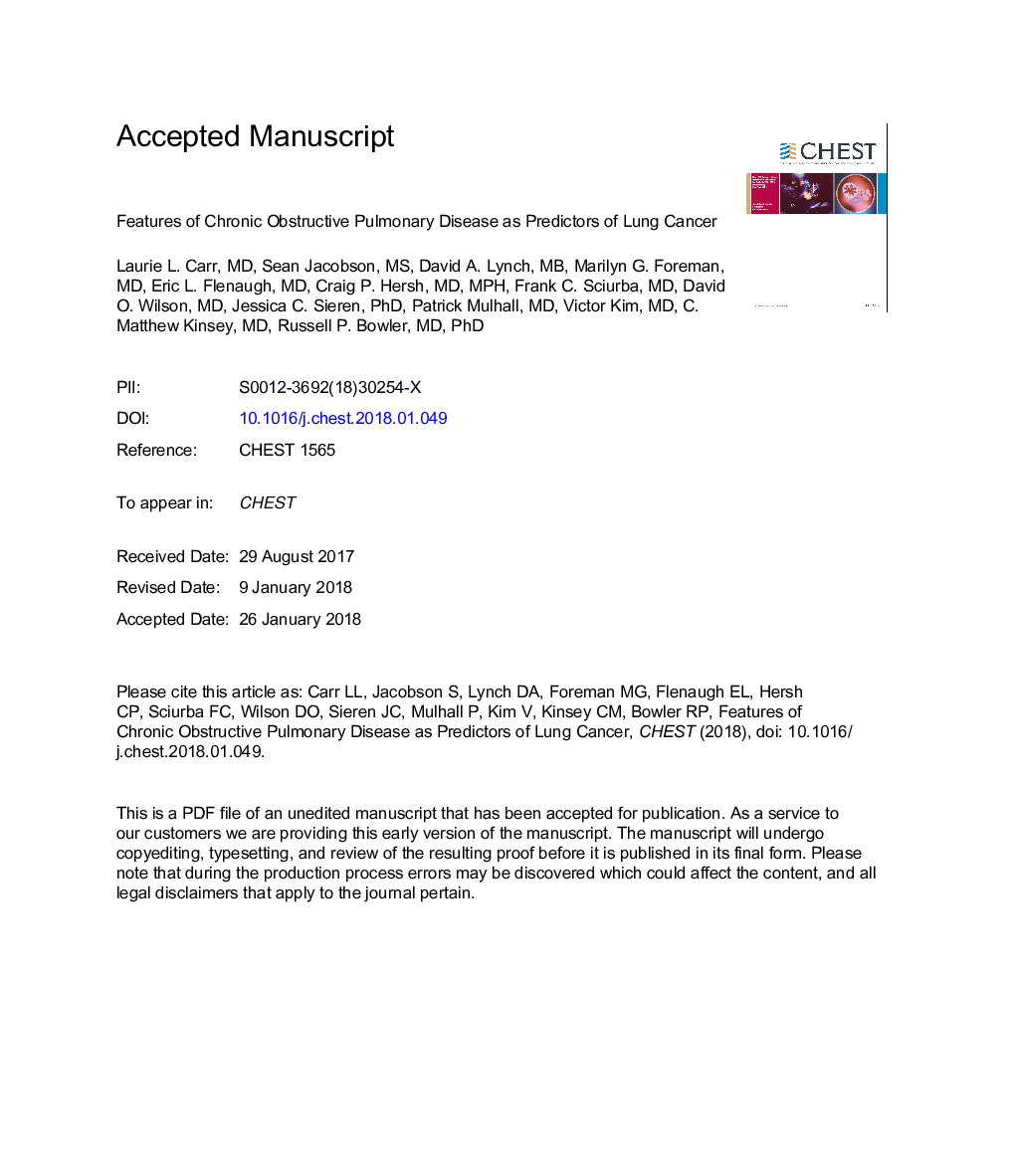 Features of COPD as Predictors of LungÂ Cancer