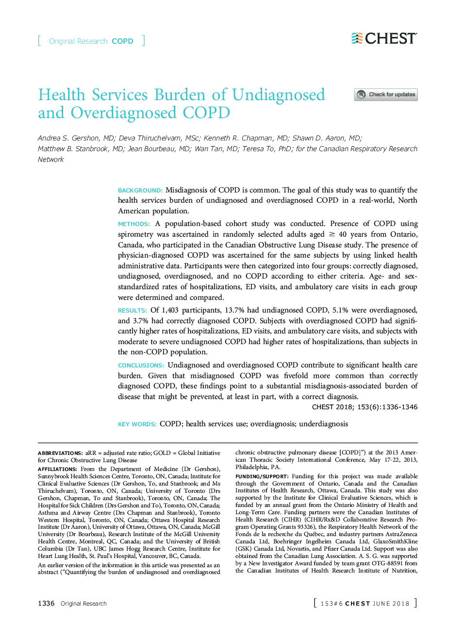 Health Services Burden of Undiagnosed and Overdiagnosed COPD