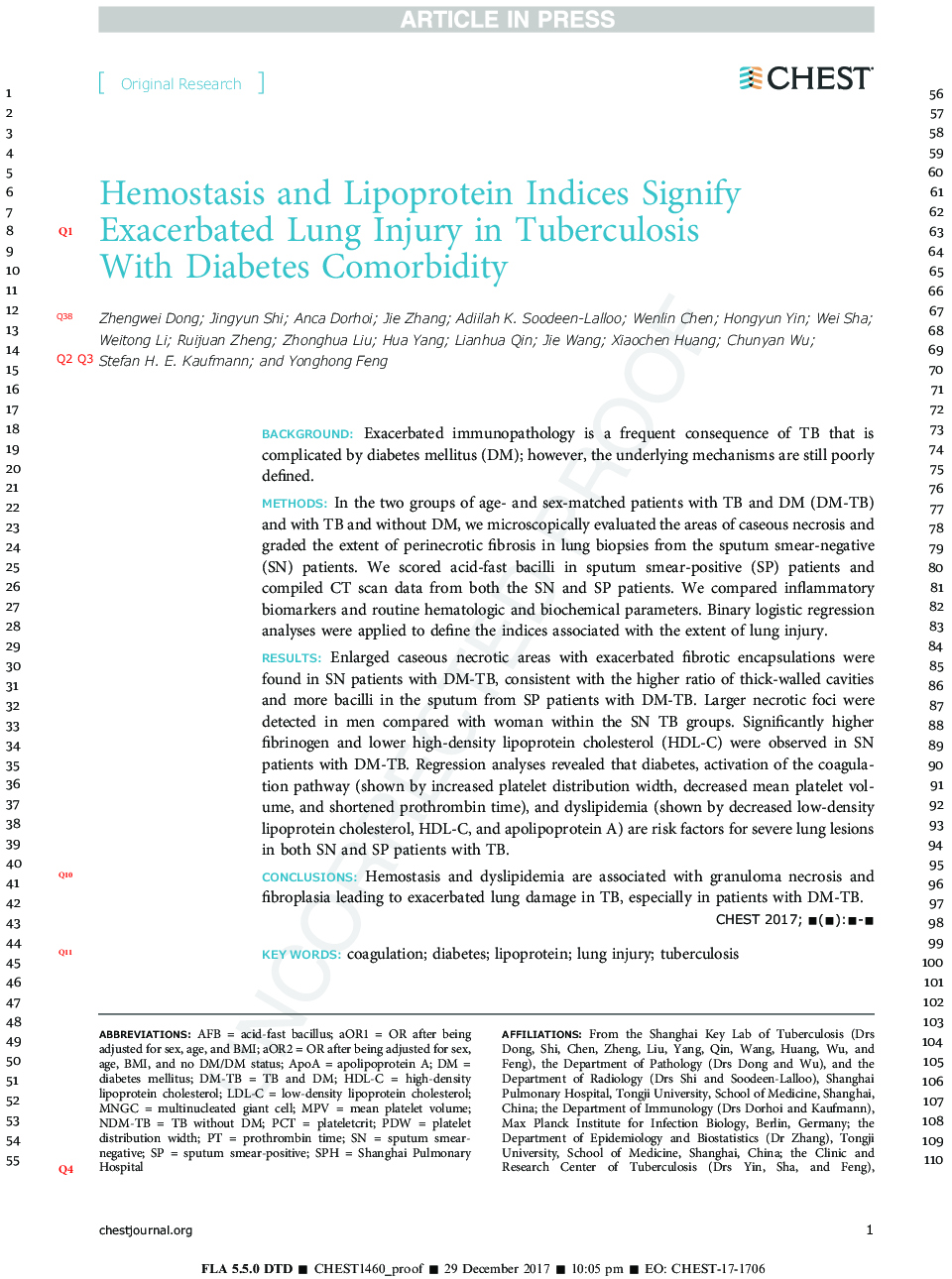 Hemostasis and Lipoprotein Indices Signify Exacerbated Lung Injury in TB With Diabetes Comorbidity