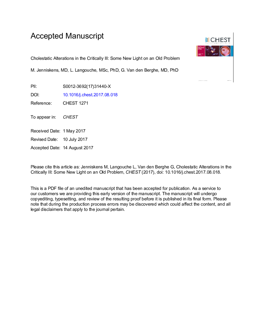 Cholestatic Alterations in the Critically Ill