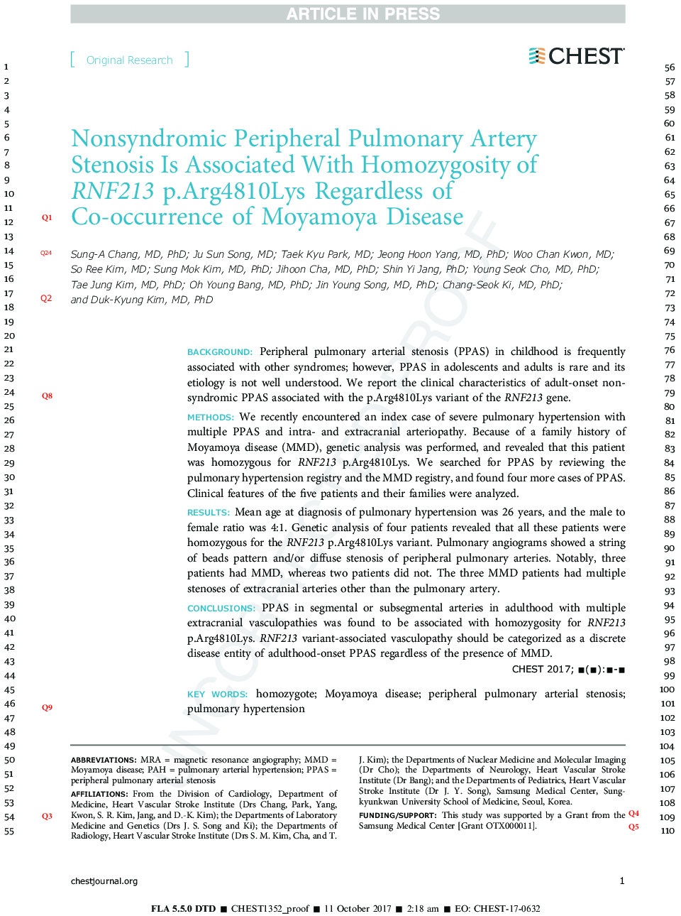 Nonsyndromic Peripheral Pulmonary Artery Stenosis Is Associated With Homozygosity of RNF213 p.Arg4810Lys Regardless of Co-occurrence of Moyamoya Disease