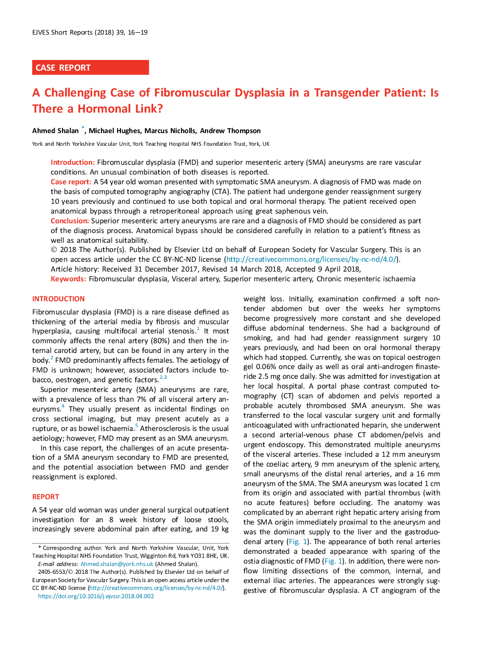 A Challenging Case of Fibromuscular Dysplasia in a Transgender Patient: Is There a Hormonal Link?