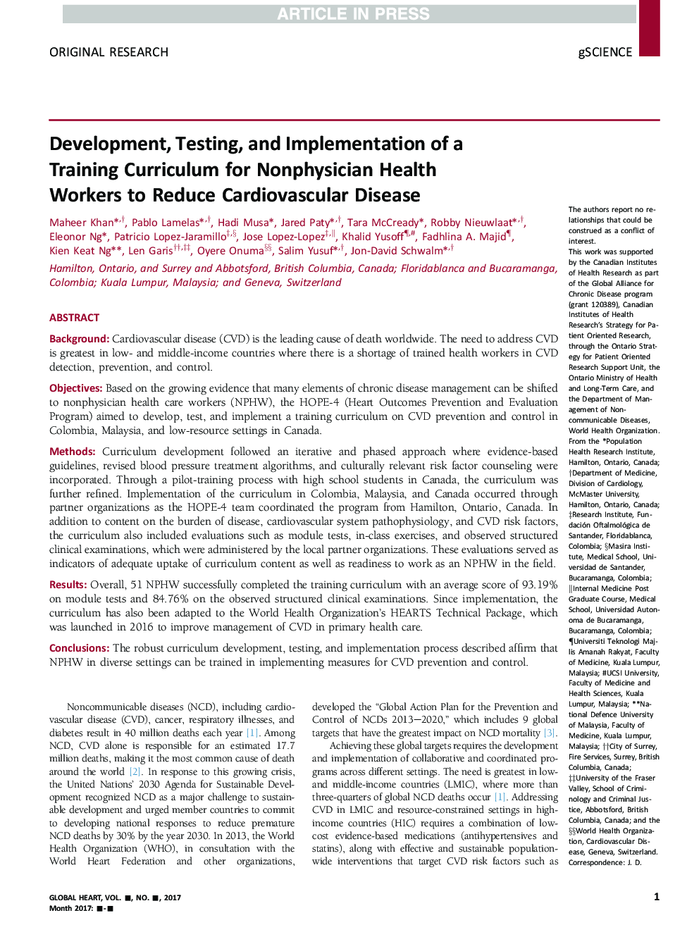 Development, Testing, and Implementation of a Training Curriculum for Nonphysician Health Workers to Reduce Cardiovascular Disease
