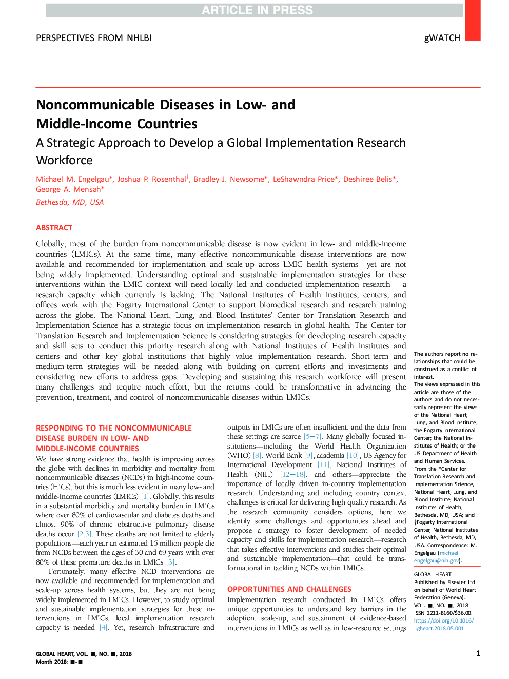 Noncommunicable Diseases in Low- and Middle-Income Countries