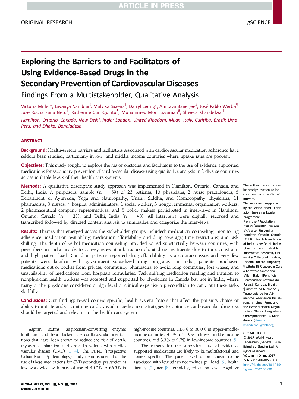 Exploring the Barriers to and Facilitators of Using Evidence-Based Drugs in the Secondary Prevention of Cardiovascular Diseases