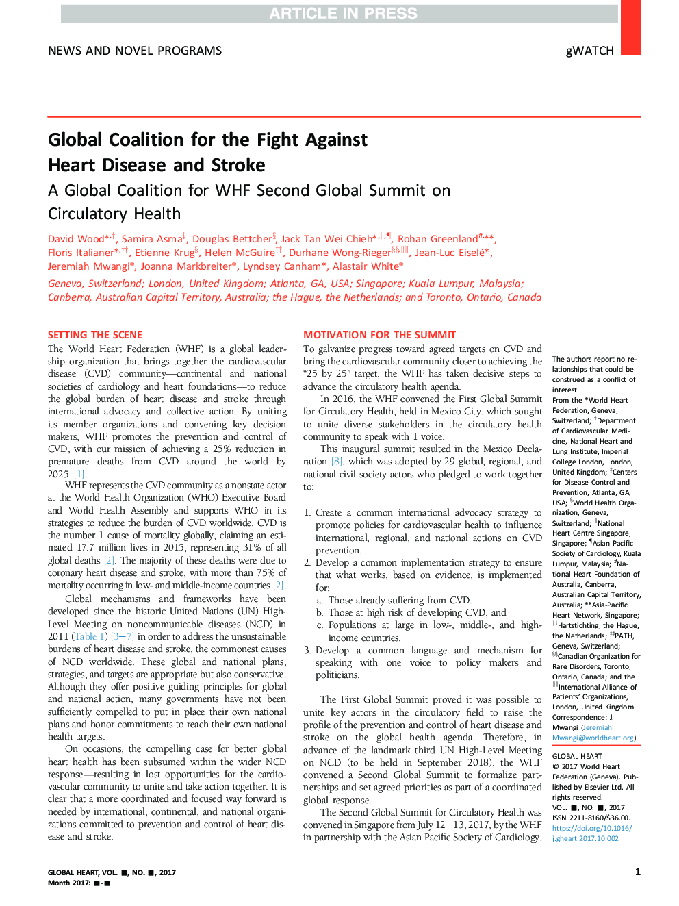 Global Coalition for the Fight Against Heart Disease and Stroke