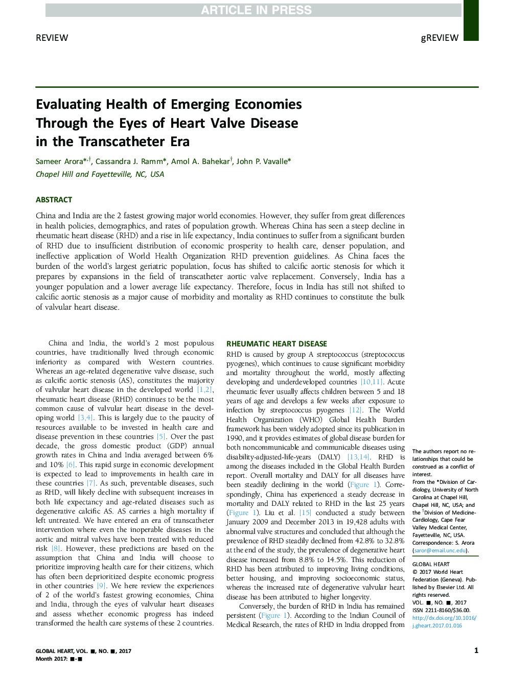 Evaluating Health of Emerging Economies Through the Eyes of Heart Valve Disease inÂ theÂ Transcatheter Era