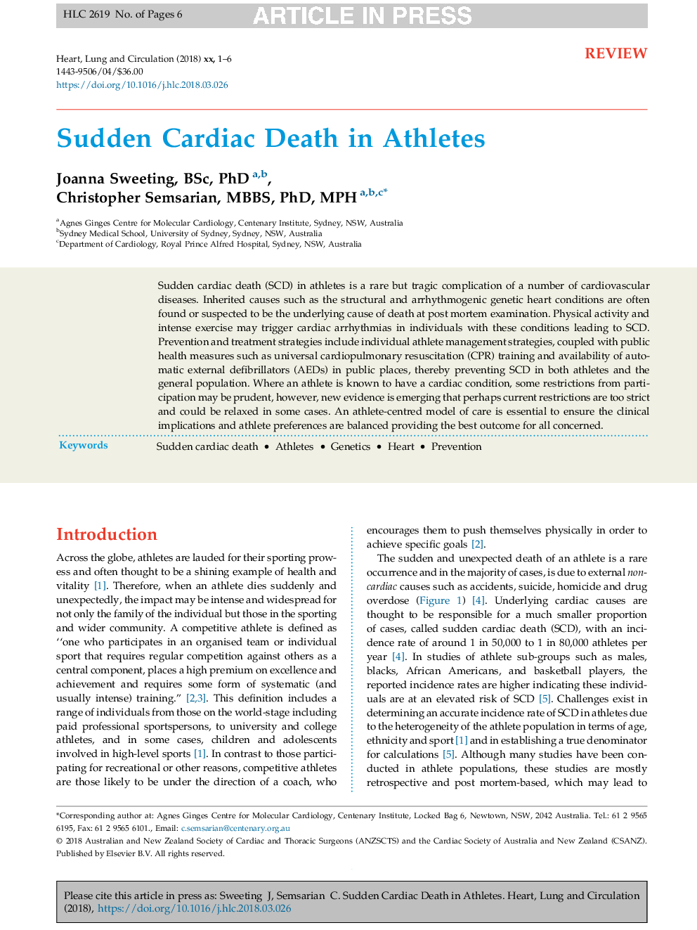Sudden Cardiac Death in Athletes