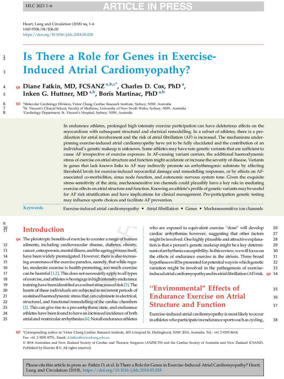 Is There a Role for Genes in Exercise-Induced Atrial Cardiomyopathy?