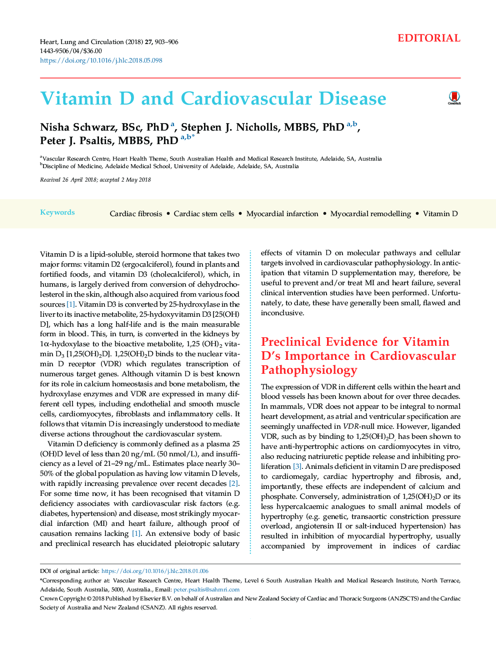 Vitamin D and Cardiovascular Disease
