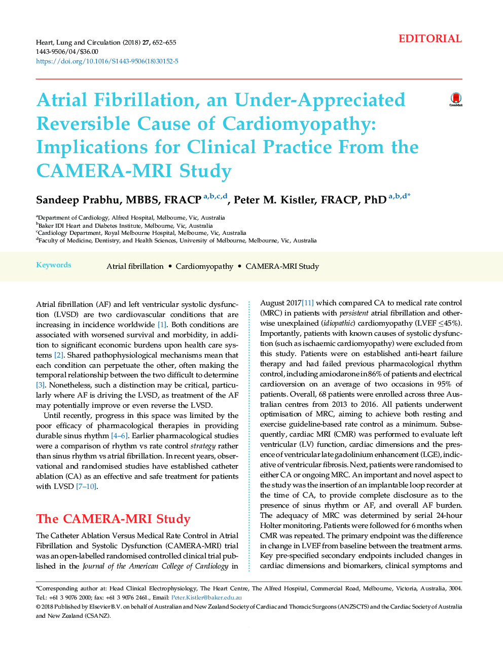 Atrial Fibrillation, an Under-Appreciated Reversible Cause of Cardiomyopathy: Implications for Clinical Practice From the CAMERA-MRI Study