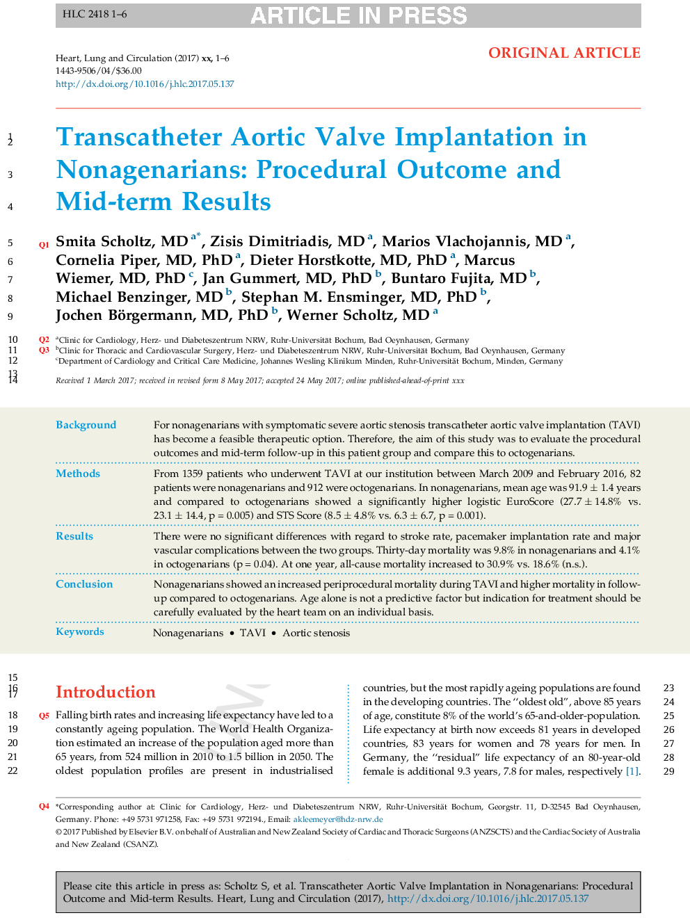 Transcatheter Aortic Valve Implantation in Nonagenarians: Procedural Outcome and Mid-Term Results