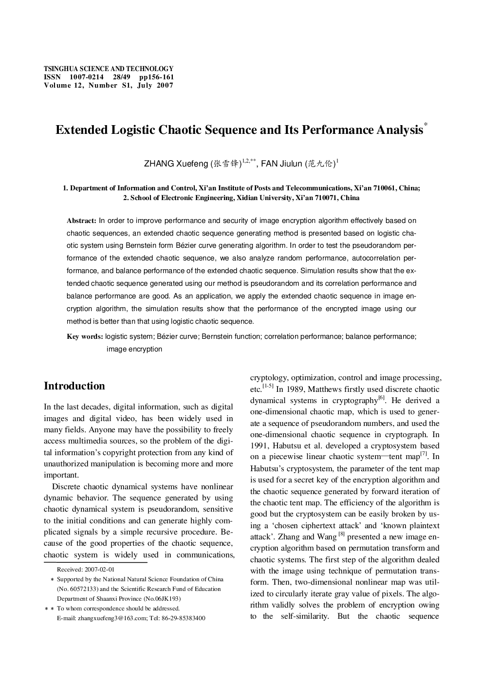 Extended Logistic Chaotic Sequence and Its Performance Analysis