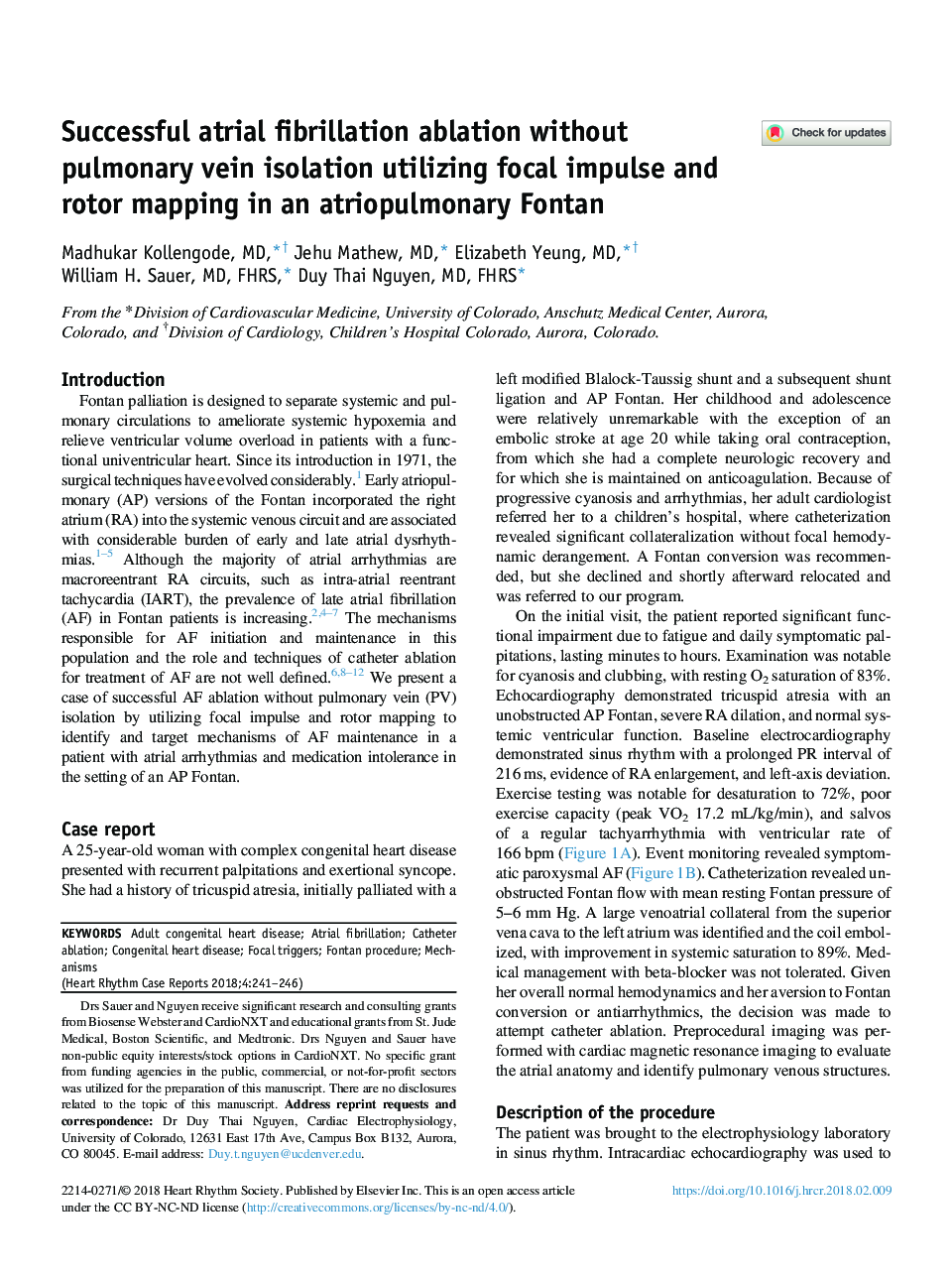 حذف فیبریلاسیون دهلیزی موفق بدون انزوا ورید ریوی با استفاده از ترسیم کانال و نقشه کشی روتور در فونتان اتیوپولمری 