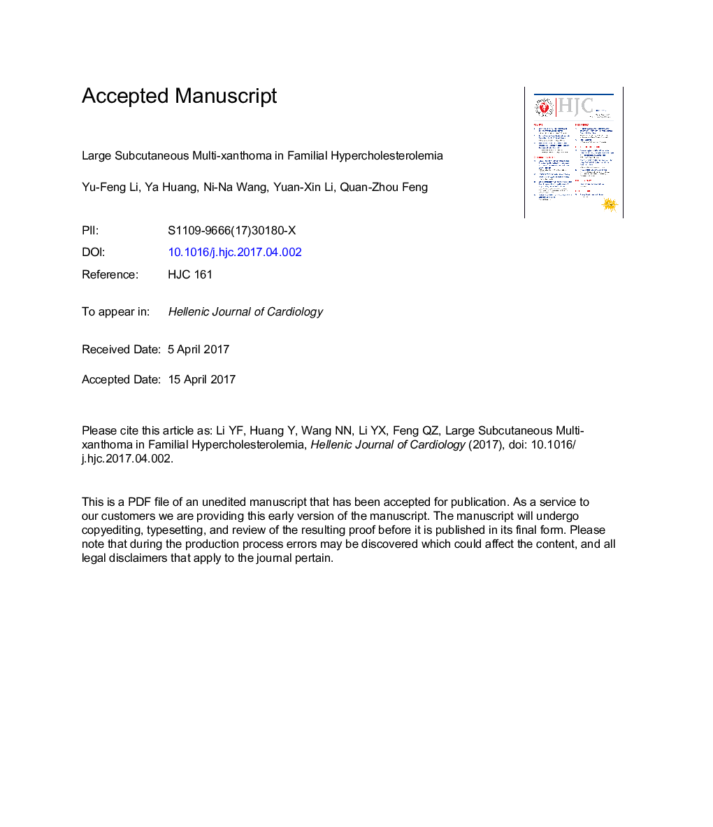 Large subcutaneous multi-xanthoma in familial hypercholesterolemia