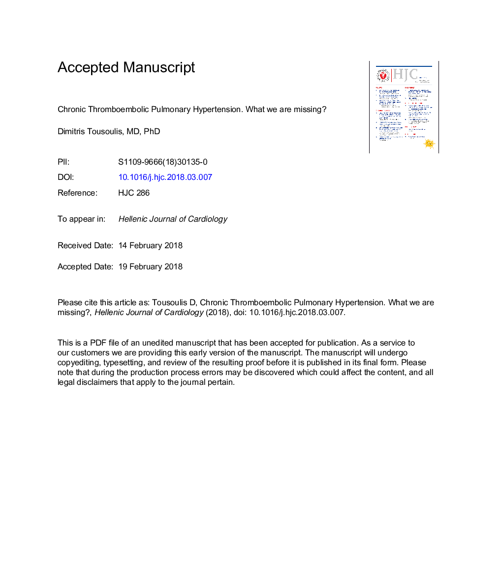 Chronic thromboembolic pulmonary hypertension. What we are missing?