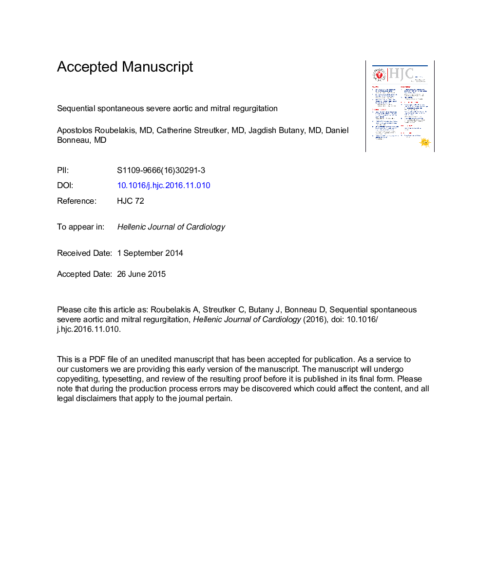 Sequential spontaneous severe aortic and mitral regurgitation