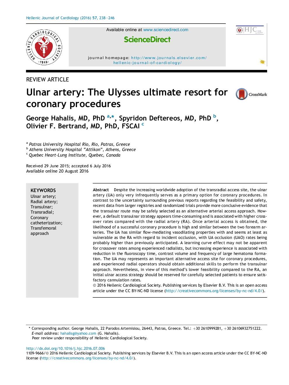 Ulnar artery: The Ulysses ultimate resort for coronary procedures