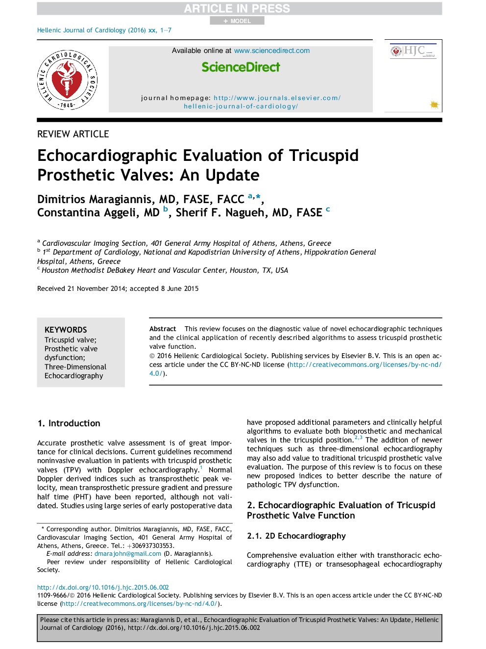 Echocardiographic Evaluation of Tricuspid Prosthetic Valves: An Update