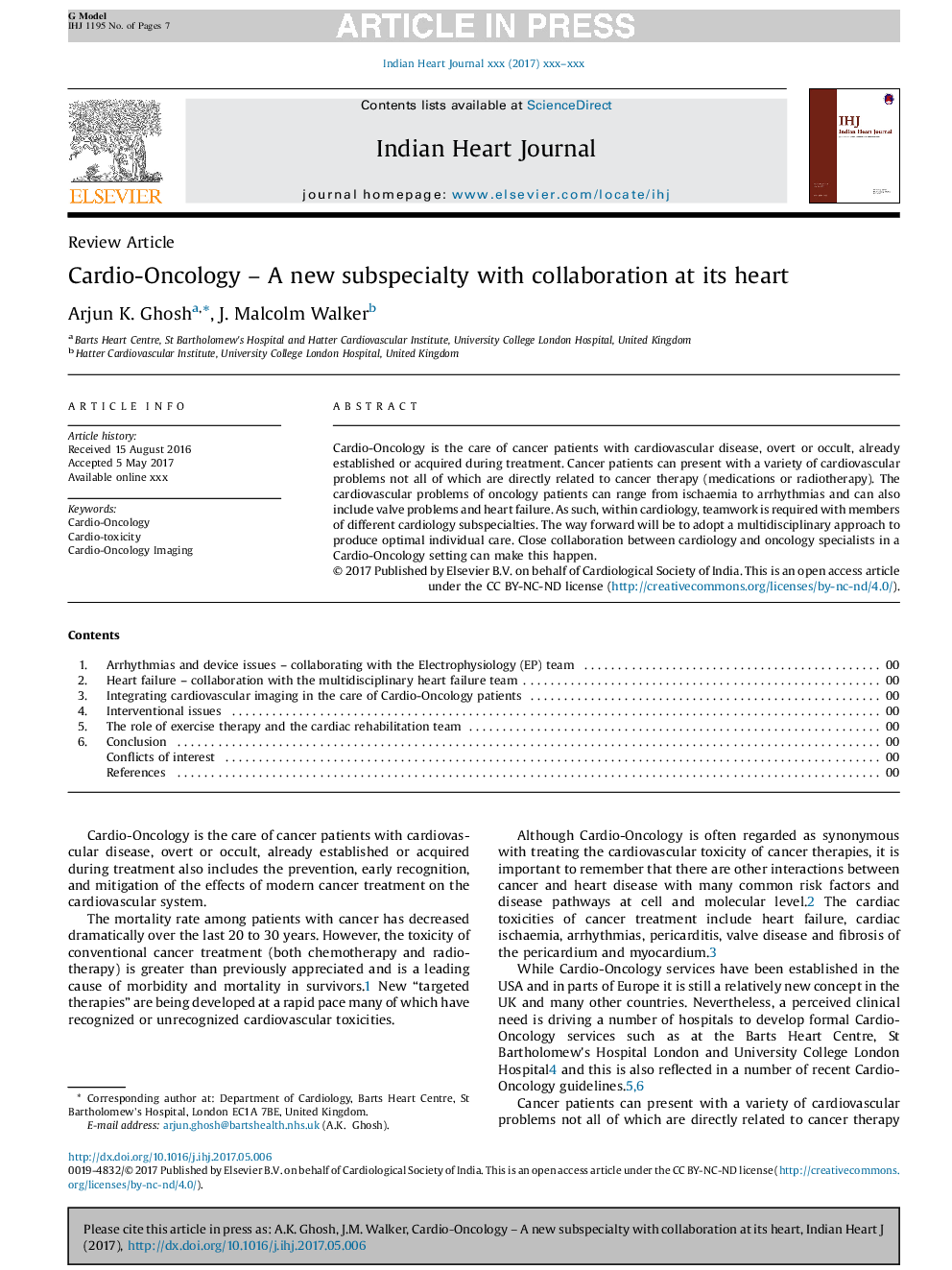 Cardio-Oncology - A new subspecialty with collaboration at its heart