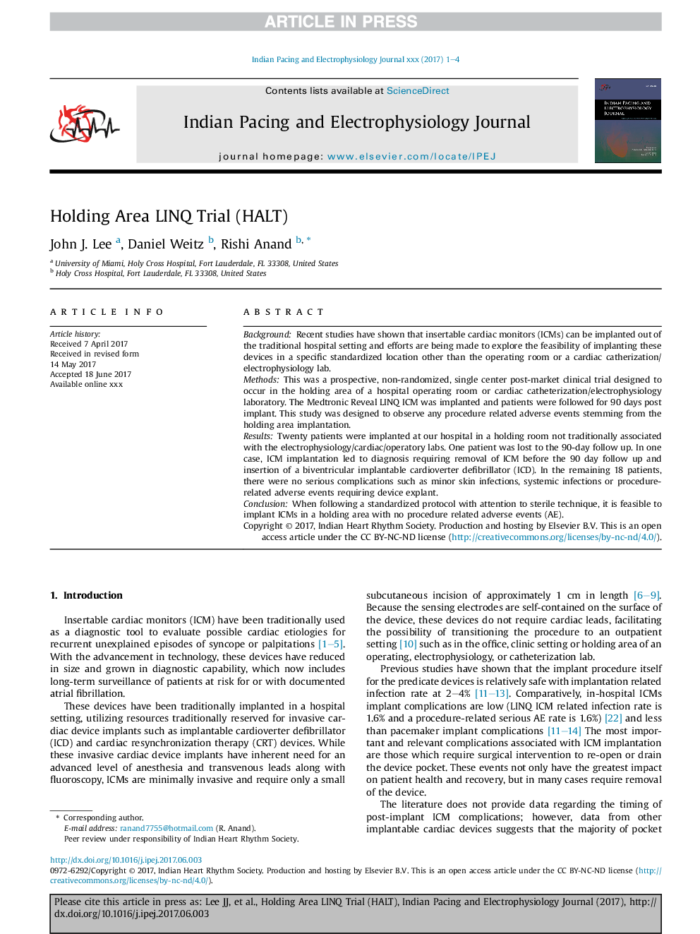 Holding Area LINQ Trial (HALT)