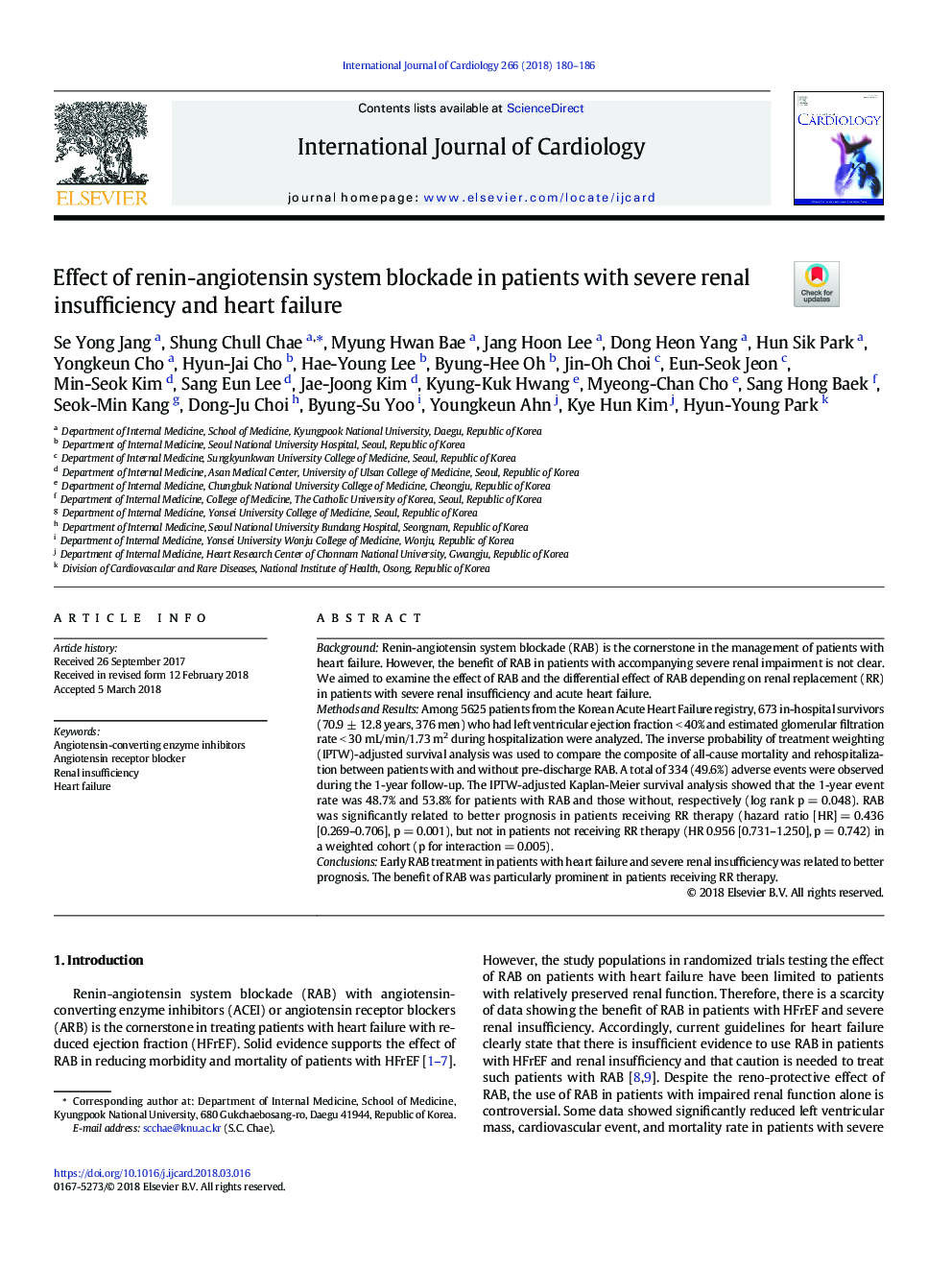 Effect of renin-angiotensin system blockade in patients with severe renal insufficiency and heart failure