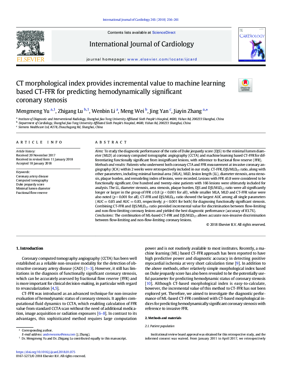 CT morphological index provides incremental value to machine learning based CT-FFR for predicting hemodynamically significant coronary stenosis