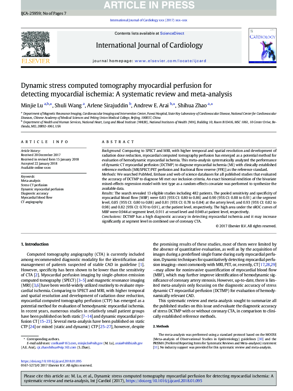 Dynamic stress computed tomography myocardial perfusion for detecting myocardial ischemia: A systematic review and meta-analysis