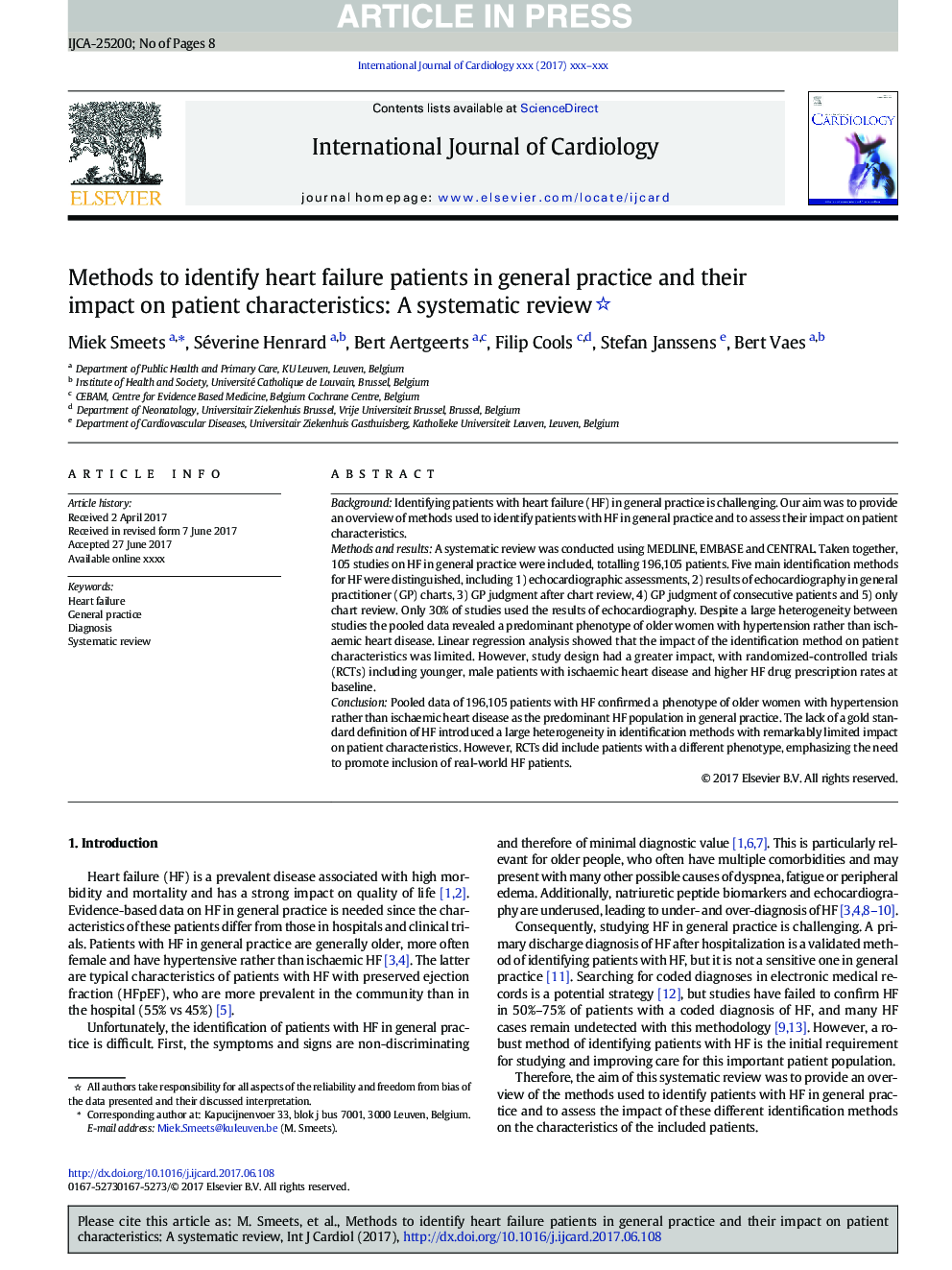 Methods to identify heart failure patients in general practice and their impact on patient characteristics: A systematic review